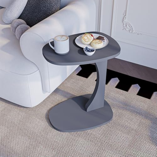 sugodesign Tavolino da salotto con ruote, piccolo tavolino a forma di C in stile Antracite, piccolo tavolino da salotto ideale per computer portatili, tazze – Norma