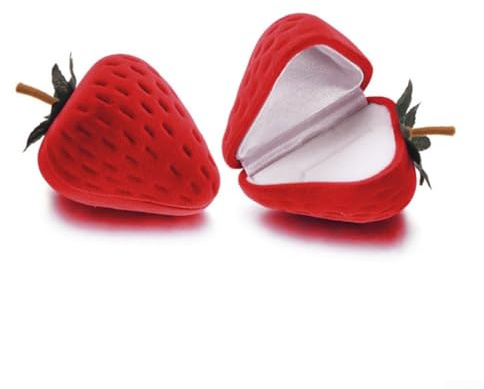 Caja abatible estilo fresa para anillos y joyas pequeñas, diseñada para aretes, collares y almacenamiento conveniente