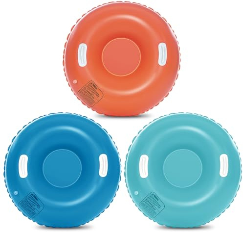 Shappy 3 Pack Snow Tube Inflatable Snow Sleds Heavy Duty Sleds Adults for Winter Outdoor Sports Toboggan with Handles Thickened Bottom Winter Outdoor(Morandi Colors,36 Inch)