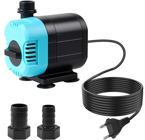 CPROSP Pompa Acquario (2000 L/H, 32W), Pompa Fontanella con Cavo da 1,5 m | Pompa Acqua Altezza Massima di Sollevamento: 2 m; per Laghetto, Giardini, Acquari, Statue, Idrocoltura