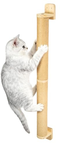 SUNNYNEST Wall Mounted Cat Scratching Post,Wall Pet Furniture,Sturdy Sisal Climbing Tree, Wooden Furniture Cat Climbing Tube for Indoor Cats