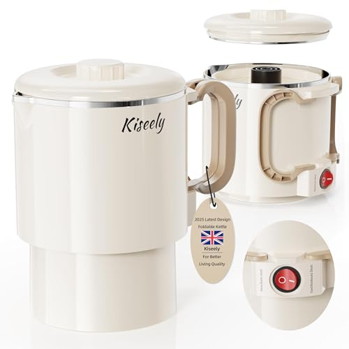 Bouilloire électrique pliable portable de voyage, bouilloire de camping 1L avec 2 vitesses, chauffe-eau multifonction en acier inoxydable 304, 600W pour randonnée en plein air et camping (CF1)