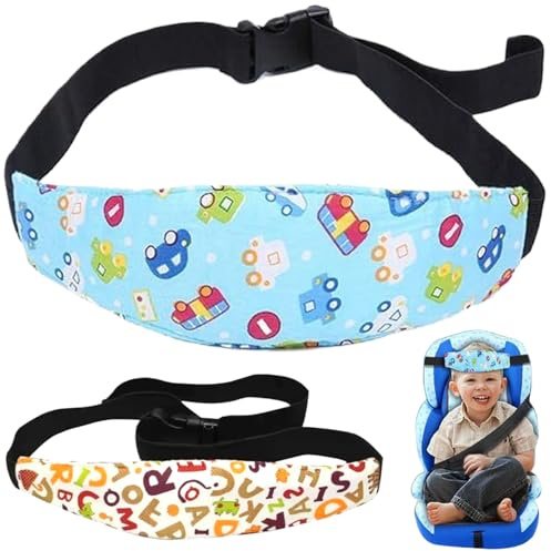2PCS Baby Carseat Head Support, Sleeping Car Seat Head Support Band Strap Adjustable Headrest Neck Relief Neck/Shoulder Protection Strap for Sleeping.