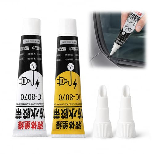 Sylalxeba 2 Stück Scheibenkleber Auto kompatibel mit Karosserie, 50ml Schwarz + 50ml Weiß, KFZ Dichtmasse, Schnelle Aushärtung, Wasserdicht, Hochtemperatur