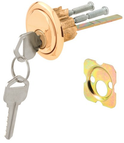 Prime-Line U 9965 Rim Cylinder Lock, 3/4 In. Hole Center, Diecast, Brass Plated, Kwikset (Single Pack)