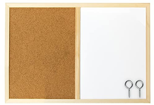 Idena 568016 - Pinnwand/Whiteboard mit Holzrahmen, inklusive 2 Schrauben, zur Wandmontage geeignet, ca. 40 x 60 cm groß, ideal als Dekoration und für den Arbeitsplatz