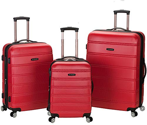 Rockland Melbourne Hardside 3 Piece Expandable Spinner Wheel Luggage Set, (20/24/28), Red