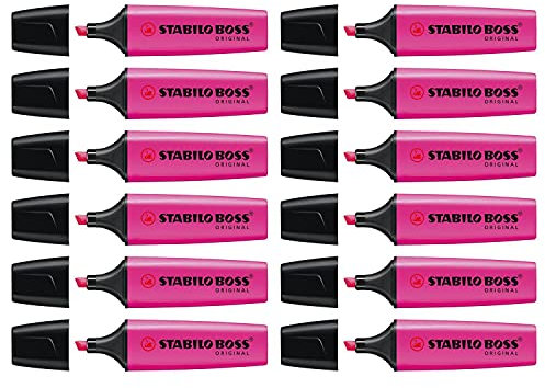 STABILO Confezione da 12 evidenziatori BOSS originali ricaricabili con pasta smussata, 2-5 mm, colore: lilla
