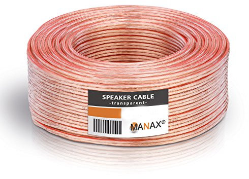 MANAX® Cavo per altoparlante, bianco, 2 x 1,5 mm², 30 m, trasparente