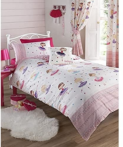 Kids Club - Juego de Cama Infantil, Incluye Funda de edredón y Fundas de Almohada, diseño de Bailarina, Color Rosa