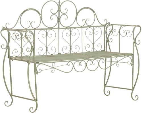 CLP Gartenbank Minna, romantische Metallbank im Jugendstil mit Armlehnen, Parkbank ideal für Garten, Terrasse und Balkon, 180 kg belastbar, Farbe:antik-grün