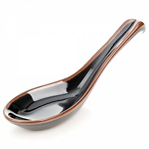 Black Ceramic Japanese Soup Spoon