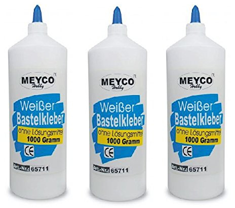 Bastelkleber weisser 3x 1000g, Meyco