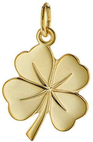 trendor Glücksanhänger Kleeblatt 585 Gold 18 mm 08608 | eleganter Halsschmuck aus hochwertigem Echtgold für Damen, zauberhafte Geschenkidee für modische Frauen,