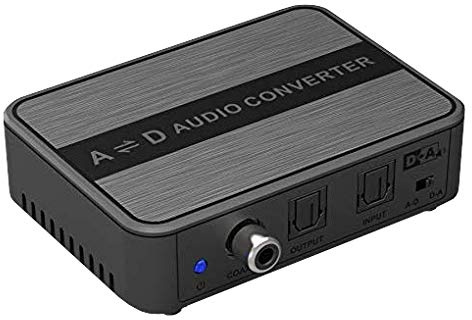 PremiumCord DIGI-ANALOG und ANALOG-DIGI Audio-Konverter, Toslink/SPDIF auf 2x Cinch RCA/Klinke, StereoJack 3,5mm, Richtungsschalter, inkl. Netzteil, Farba schwarz