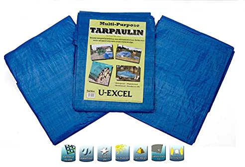 U-Excel Tarpaulin Small- Waterproof Heavy Duty - Universal Blue/Green Tarp Sheet - Ground Sheet - Premium Quality Cover (SMALL 1.2x1.8M)