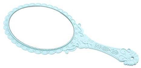 Tenlacum Vintage Compact Decorative Hand Mirror, Hand Held Travel Mirror - 250x115mm (Light Blue)
