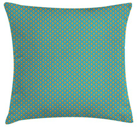 ABAKUHAUS Fleur De Lis Kissenbezug, Königliche heraldische Lilien, Dekorativer Kopfkissenhülle mit Beidseitiger Druck, 60 x 60 cm, Orange Sea Blue