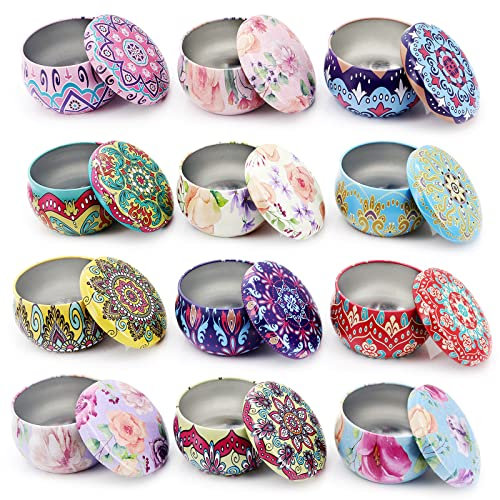 Gearific Candle Jars, Mini Candle Making Tin Jars, Empty Mixed Color Metal Container with Lids for Dry Storage Spices, Sweets, Favours, Wedding and Gifts