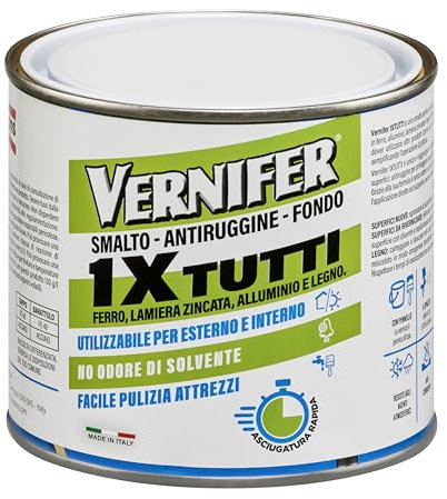 AREXONS | Vernifer 1 x Tutti, Smalto Acrilico Pronto all'uso 500 ml, Smalto Antiruggine, Senza Odore, non Necessita Fondo, Colore Bianco Brillante 4600