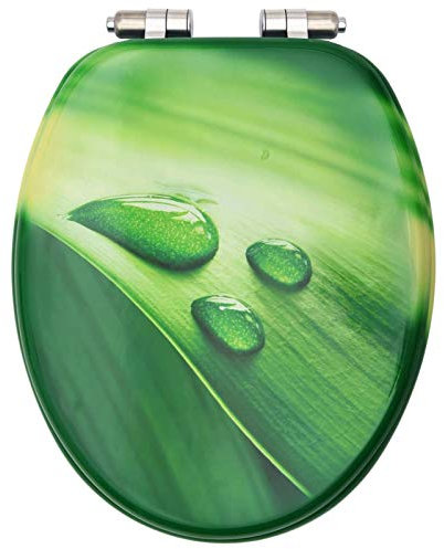 Gawany Toilettensitz mit Soft-Close-Deckel Toilettendeckel WC Sitz Klodeckel Klobrille Absenkautomatik Badezimmer MDF Grün Wassertropfen-Design