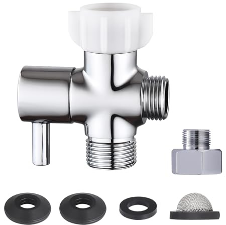 Hsmhose Bidet T Adapter with Shut Off Valve,Metal T Valve for Bidet 7/8” X 7/8” X 1/2”or 3/8”,Tee Connector Bidet Attachment for Toilet