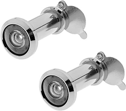 Create idea 2pcs Door Viewer Peephole Barrel Diameter 14mm for Thickness 35mm to 55mm Doors 220° Wide Angle Spy Hole with Privacy Cover for Home Office Hotel Silver