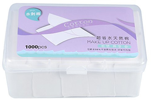 1000 STÜCKE Baumwoll-Kosmetik-Reinigungspads, Reines Wattepad für Nasse und Trockene Verwendung, Nagellackentferner für das Gesicht, Make-up-Tuch und Box