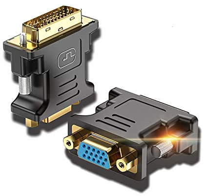 Zuya DVI To VGA Adapter,1080P DVI-I Male 24+5 Pin to VGA Female Converter HD Video Graphics Card Adapter For PC HDTV Projector