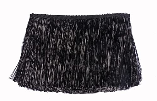 YYCRAFT Guirnalda de flecos de oropel de 4 pulgadas de ancho, disfraz de danza, ribete de flecos, efecto brillante de aluminio para decoración de fiesta (9 m, negro)