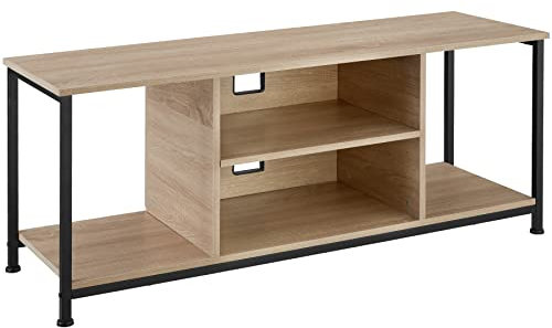 tectake® Industrial Lowboard, TV Ständer Regal, Kommode mit 4 offenen Fächern, 110/120 x 40 x 50,5 cm, Fernsehtisch, TV Board, Wohnzimmer Möbel, Sideboard - 120 cm, Industrial Holz dunkel, rustikal