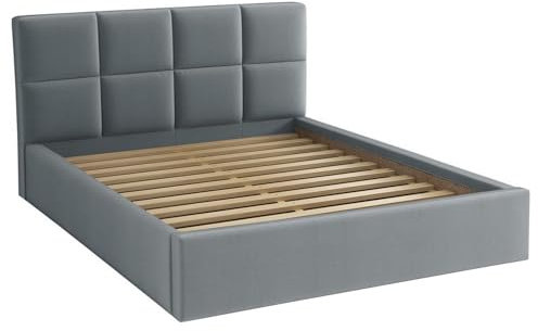 bonni Polsterbett Alaska 140x200cm Bett mit Lattenrost Doppelbett mit Bettkasten Bettgestell Holzbett Stauraumbett (Gray)