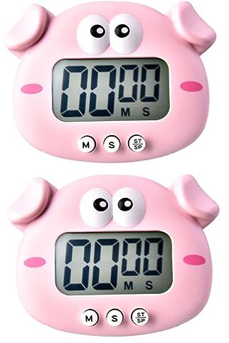 HOMSFOU 2 Pcs Electronic Study Timer Pig Shape Kitchen Timer Alarm Clock for Boys and Manager Battery Operated Ideal for Home Cooking