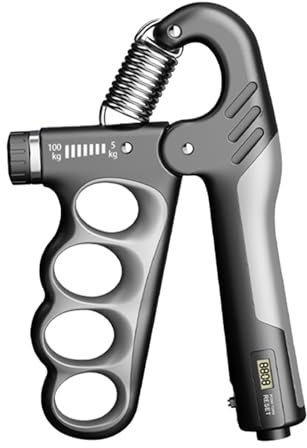 Grifftrainer, Handstärkungsgerät, verstellbarer Grifftrainer mit Zähler, Unterarmstärkungsgerät mit Edelstahlfeder, rutschfester Greifer für starke Muskeln, Handgelenke, Finger, Männer und Frauen