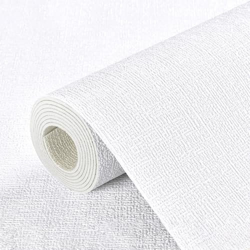 Papier peint texturé autocollant Ray-Velocity 2,5 mm - Décoratif imperméable, idéal chambre, cuisine et salon (blanc, 50 x 1 000 cm)