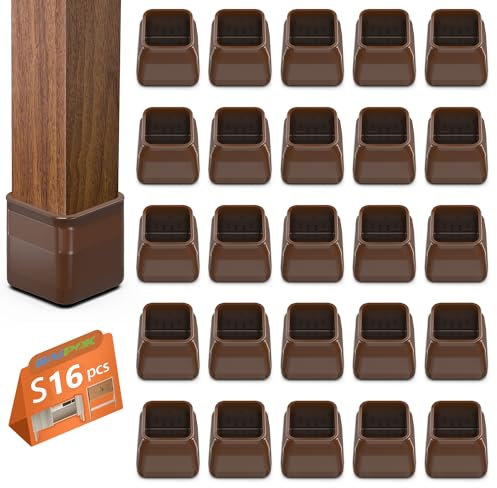 16 Pezzi Feltrini per Sedie Quadrati, BAIPOK Tappi per sedie in Trasparente Piccolo, Gommini in Silicone con Feltro, Proteggi Gambe per Mobili(Fit:17-23mm)