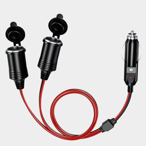 SunnyOcean 19 CM Zigarettenanzünder Verteiler & Stecker - Mit 15A Sicherung - Für 12V/24V Auto Motorrad LKW Lieferwagen Wohnmobil Geräte