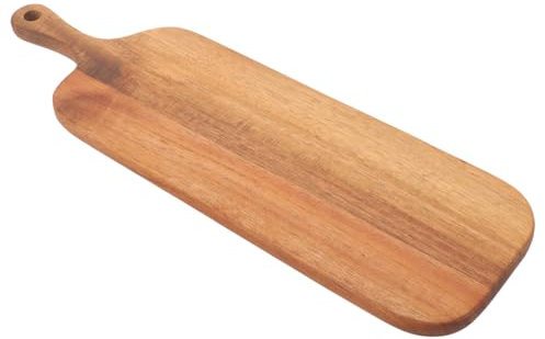 Hoement Long Handle Acacia Wood Cutting Board Charcuterie Board Irregular 41x12x1.5cm Handle for Home Cooking and Food Presentation