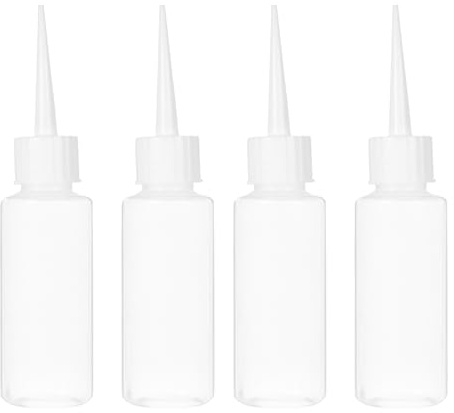 Operitacx 4pcs 50ml Plastic Squeeze Bottles, Precision Tip Applicator Dispenser with Nozzle, Small Glue Empty Bulk Bottles for Paint Liquids Glue Icing Hair Oil