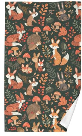 CHIFIGNO Handtuch mit niedlichen Tieren, Fuchs, 40,6 x 71,1 cm, dekoratives Gäste-Badezimmer-Handtuch, Baumwolle, saugfähig, Küchentücher