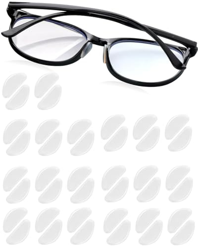KGDUYC 20 paires de plaquettes nasales auto-adhésives antidérapantes pour lunettes - Remplacement de plaquettes nasales en silicone transparent pour lunettes de soleil (transparent)