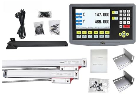 Moulin Dro Affichage numérique DRO LCD à 2 axes 9 langues et 2 pièces 50-1000 mm règle de réseau d'encodeur d'échelle linéaire avec une forte capacité anti-interférence(0.001mm complete set)