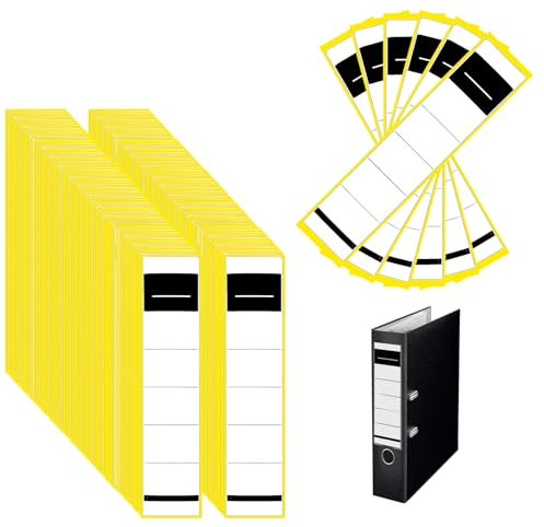 DEANKEJI 100 Stück Ordnerrücken Selbstklebend 3,6 x 19 cm, Ordner Rückenschilder in Weiß & Schwarz, Klebeetiketten für Aktenordner, Dokumente und Notizen