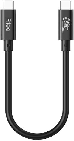 Fitee 80Gbps Cavo Thunderbolt 4/5 Compatibile, Cavo dati USB4, Larghezza di Banda Video 120Gbps, Doppio 8K/6K/5K@60Hz, 4K@480Hz, 240W PD3.1 per MacBook M4 Pro/Pro Max, PSSD, Dock, eGPU - 0.3M