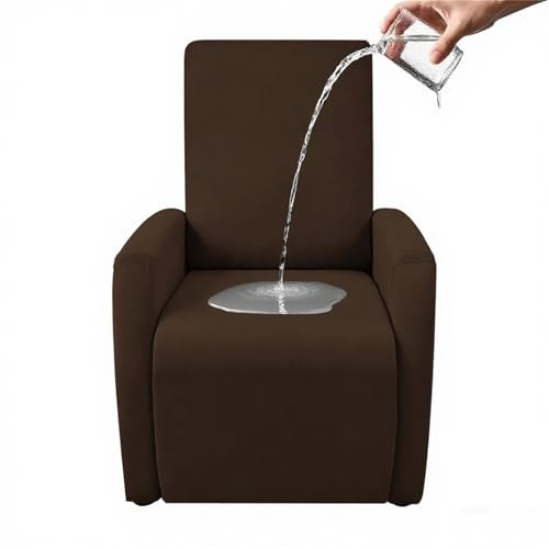 YCDZSW Ruhesessel Bezug, Stretch Recliner Sofabezug, Sessel überzug Mit Taschen, Stretchhusse Für Liegesessel Relaxsessel Massagesessel, Fernsehsessel Bezug (Braun)