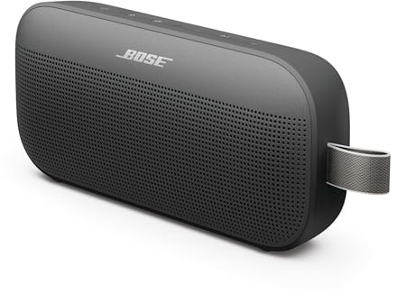 Bose SoundLink Flex Portable Bluetooth Speaker (2nd Gen), Portable Outdoor Speaker with Hi-Fi Audio, Up to 12 Hours Battery Life, Waterproof and Dustproof, Black (Renewed)