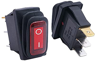 Interrupteur à bascule 2 pièces étanche 12v voiture à éclairage rouge e/s SPST 3 broches 2 positions AC interrupteurs à bascule à bascule KCD3-101NW-I/O