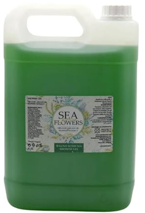 Bagnoschiuma in tanica da 5L linea cortesia Sea Flowers per hotel e b&b, ricarica bagnoschiuma con fragranza di argan bio ed estratti di alghe di mare