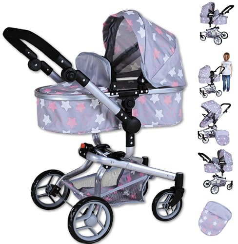 Knorrtoys 90944 - Puppenwagen Boonk - Star Grey pink