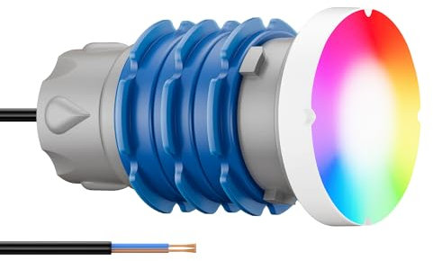 LyLmLe Mini Proiettore Piscina LED con Filettatura 1 1/2, 6W Lampade Piscina RGB Multicolore Controllo Sincrono, Ø49mm, 12V AC Luci Sommergibile per Piscinas Cemento SPA Gradini, Singola Luce